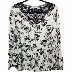 Torrid Womens Floral Crochet Tunic Top Plus Size 0X Cottagecore Boho Peasant